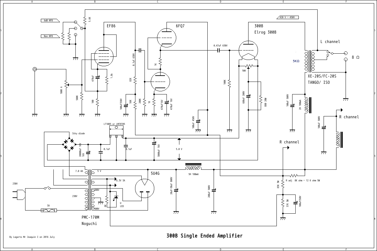 modify circuit June 2016 for 2A3 single ended amp