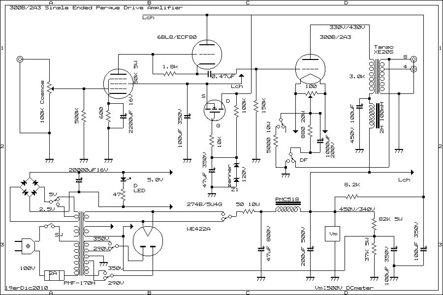 2A3/300B Single Ended Amplifier circuit