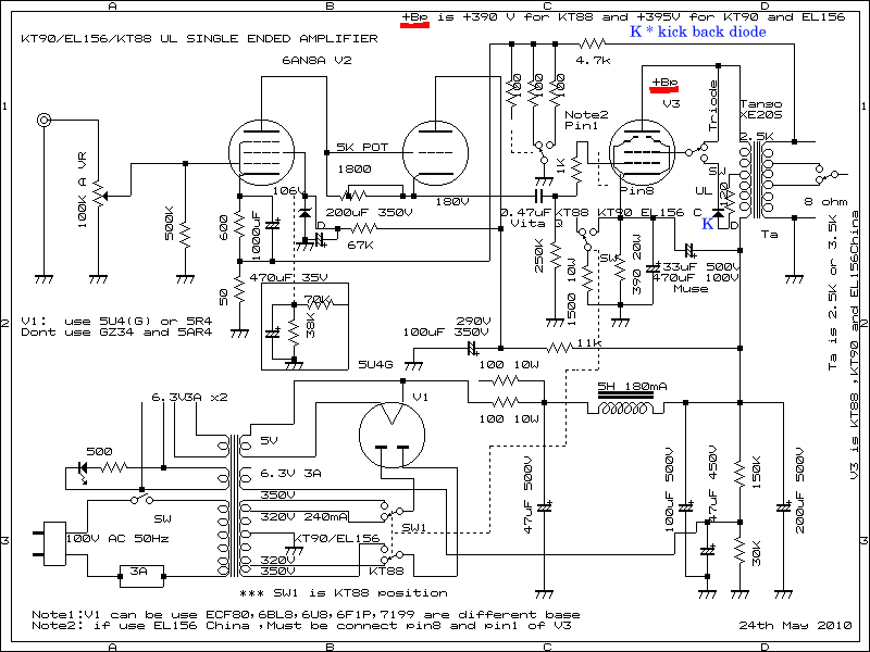 KT88 and EL156/KT90 Single Ended Amplifier