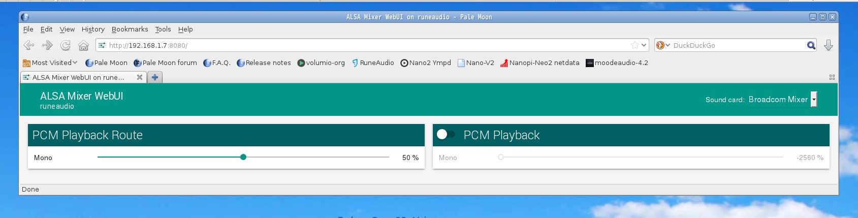 alsa mixer runeaudio