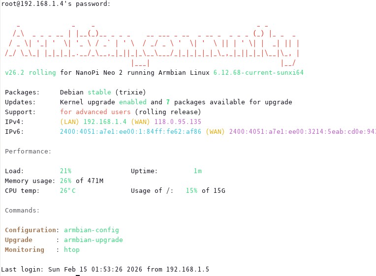 Armbian new on 2026 Feb